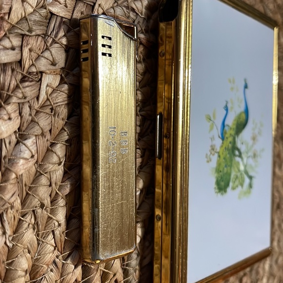 Vintage Colibri Cigarette Case w Peacocks & Built-In Lighter Initialed KGB - Picture 12 of 17